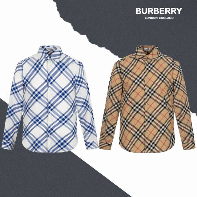 款号Sl27 Burberry 巴宝莉新款对格斜纹衬衫 烧花定位 扣子字母 原版开模 一比一复刻 区别市场其他版本 男女同款 官网同步细节一致 三标齐全 采用1