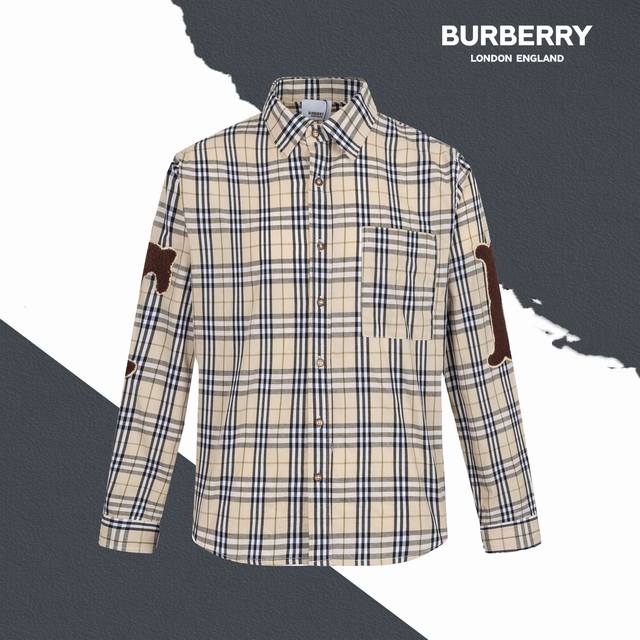 款号Sl24 Burberry 巴宝莉对格袖口Tb贴标衬衫 工艺烧花贴标刺绣 烧花定位 原版开模 一比一复刻 区别市场其他版本 男女同款 官网同步细节一致 三标