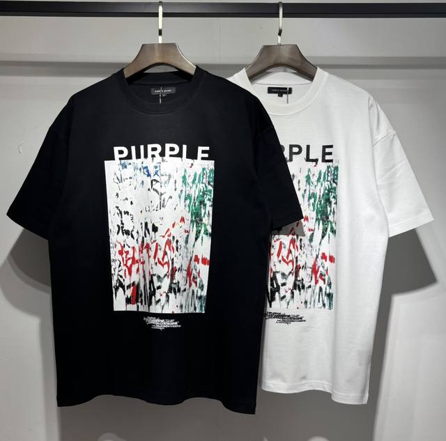 528款 实拍图Purple印花图案 非市场烫画 高品260克双纱面料S. M L Xl