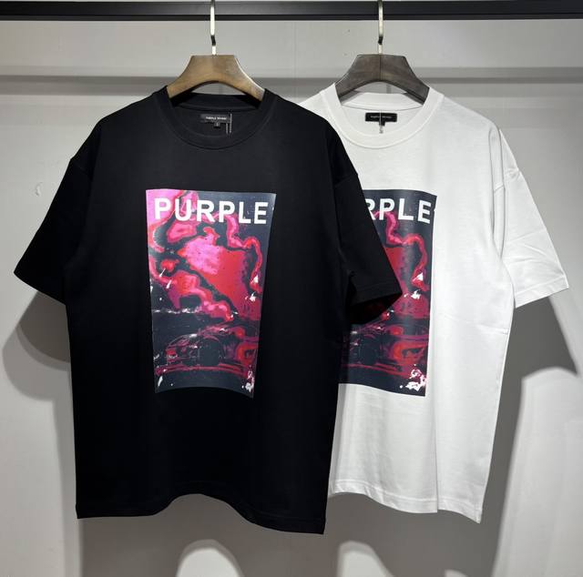 525款 实拍图Purple印花图案 非市场烫画 高品260克双纱面料S. M L Xl