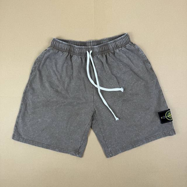 T60# Stone Island石头岛 复古水洗做旧徽章运动短裤 重磅纯棉复古美式Fog运动短裤 内里毛圈面料，吸汗透气 中性风款式，多色可选，百搭不挑人 夏