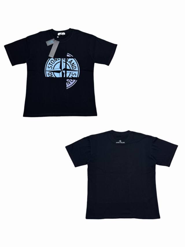 037# Stone Island石头岛 Logo印花圆领短袖T恤 黑白色 经典圆领设计 配合精准的剪裁比例 无论是单穿展示干净利落的形象 还是作为打底增加层次