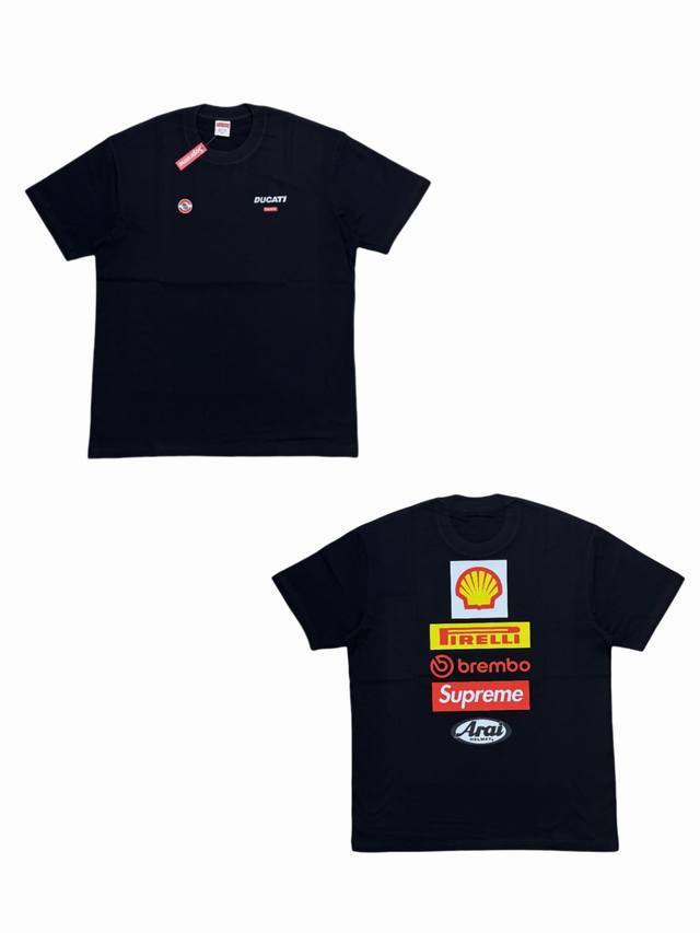 su131# Supreme X Ducati 联名款 Ss24 Week16 Logo Tee 背面徽标Logo印花短袖T恤 男女同款 采用圆筒无缝工艺 原版