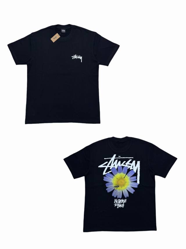 s280# Stussy Fw22 Itp Flower Tee 雏菊印花圆领短袖T恤 男女同款 采用圆筒无缝工艺 原版工艺 衣服侧面没有缝合骨位 鉴定重点 面