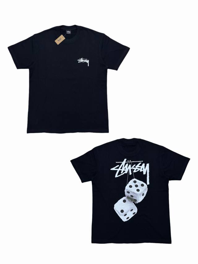 s278# Stussy Ss22 骰子系列 Fuzzy Dice Tee 图案印花圆领套头短袖T恤 男女同款 采用圆筒无缝工艺 原版工艺 衣服侧面没有缝合骨位
