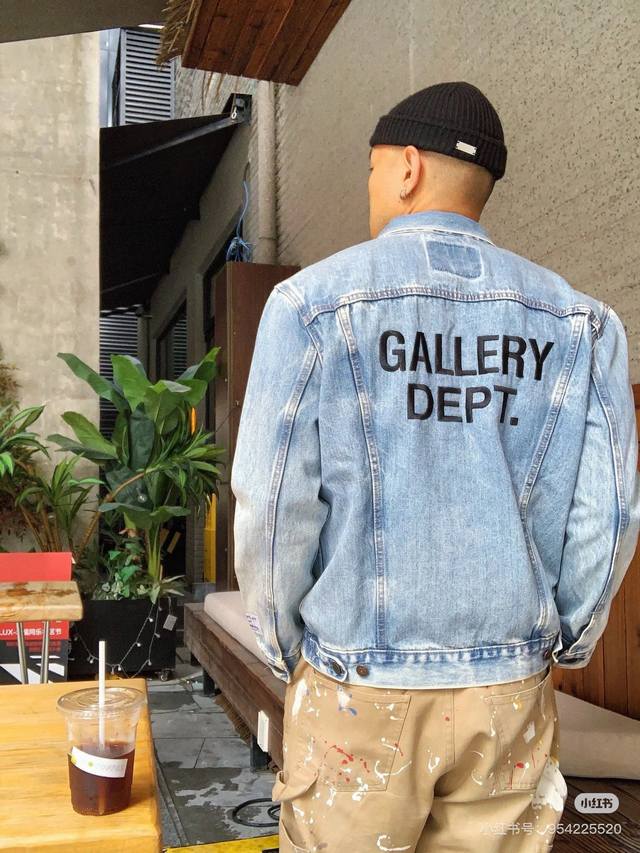 8104 自主Gallery Dept. 基础洛杉矶限定刺绣Logo水洗蓝破坏牛仔外套夹克 - 真实还原Vintage极致质感 -原版五金辅料水洗等吊卡，二维码