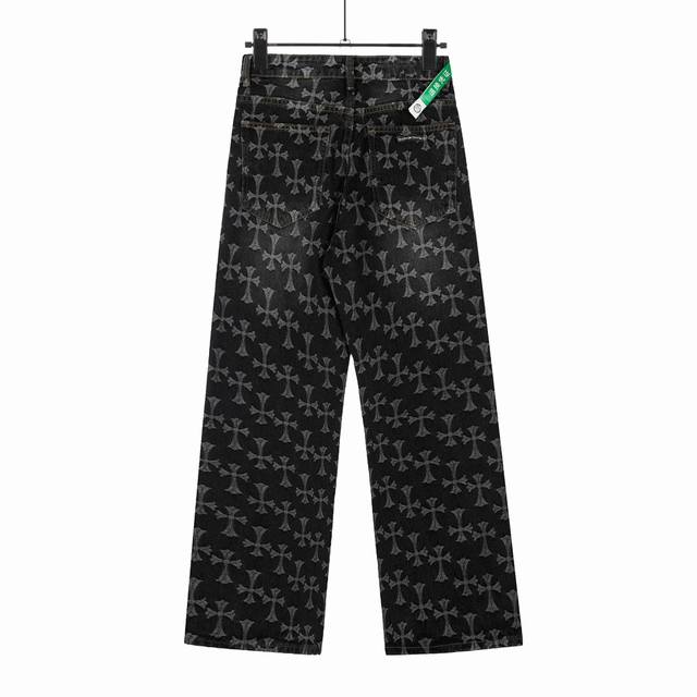 8127 Chrome Hearts 克罗心双面满印满Logo提花暗花重工牛仔裤 真实还原Vintage极致质感 意产特种牛皮印花再切割 订制羊皮三层粗线帖皮