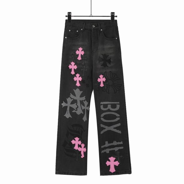8094 Chrome Hearts Ch克罗心 24Ss Vip限定黑紫贴皮彩绘牛王十字架牛仔裤 真实还原Vintage极致质感 无原标平替款 意产特种牛皮印