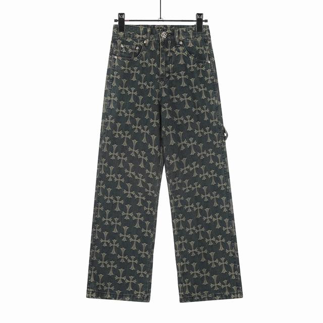 8080 Chrome Hearts 克罗心双面满印满Logo提花暗花重工牛仔裤 真实还原Vintage极致质感 意产特种牛皮印花再切割 订制羊皮三层粗线帖皮
