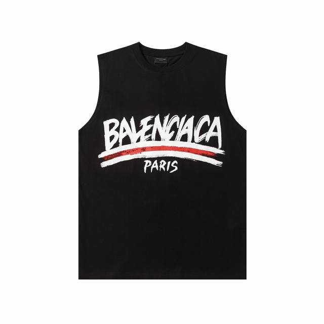 326款 新款 高品质 Balenciga 巴黎世家 新款 前后可乐涂鸦Logo字母背心。 标准印花技术，纯棉柔软面料，对色定染面料，采用涂鸦工艺，潮流感十足，