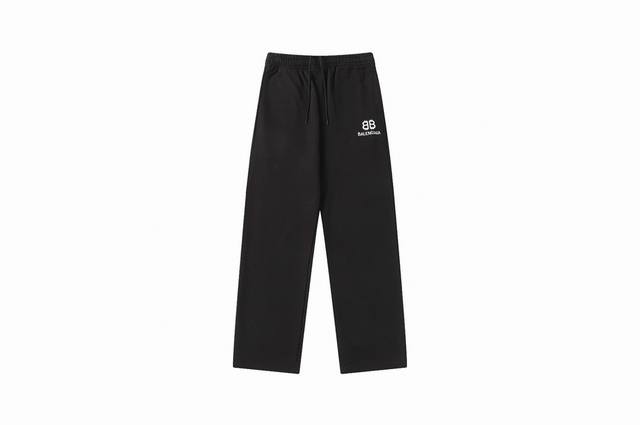 3806款 新款 最高品质-Balenci*Ga 经典款#最新双B英文刺绣卫裤 阔腿版型设计 配合上下同宽大直筒裤形 ，前裤袋打枣工艺，，很显腿长 采用经典最新