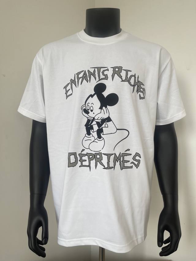 款号420 今年穿富二代一定会暴富 Enfants Riches Deprimes 忧郁的富二代可爱米老鼠印花短袖 面料采用定织250G32支双股双纱纯棉 结构