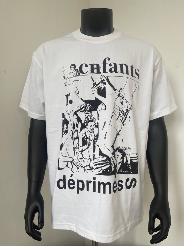 款号440 今年穿富二代一定会暴富Er Denfants Riches Deprimes 忧郁的富二代动漫插画印花短袖 面料采用定织250G32支双股双纱纯棉