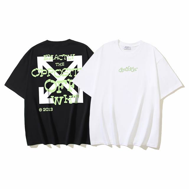 180# Off-White纯棉260G重磅字母箭头印花短袖T恤 黑色 白色 S M L Xl