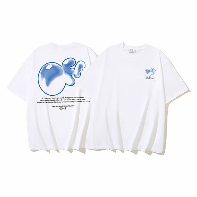 1091# Off-White纯棉260G重磅气泡Off印花短袖T恤 白色 S M L Xl