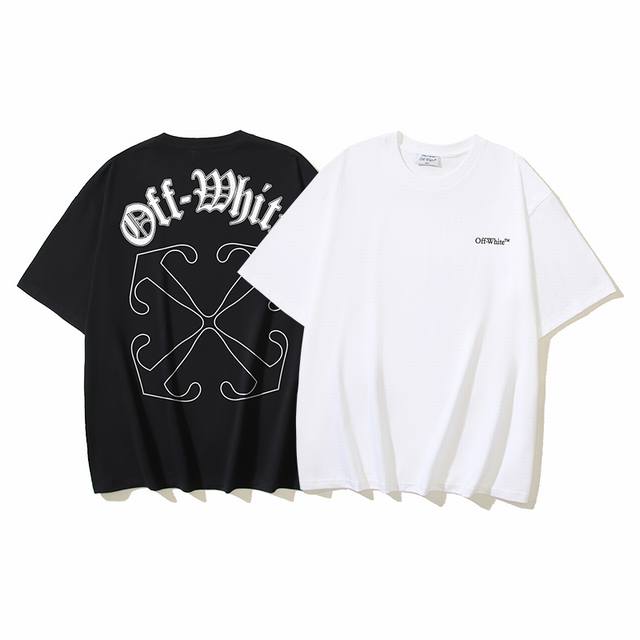 1023# Off-White纯棉260G重磅镂空箭头印花短袖T恤 黑色 白色 S M L Xl
