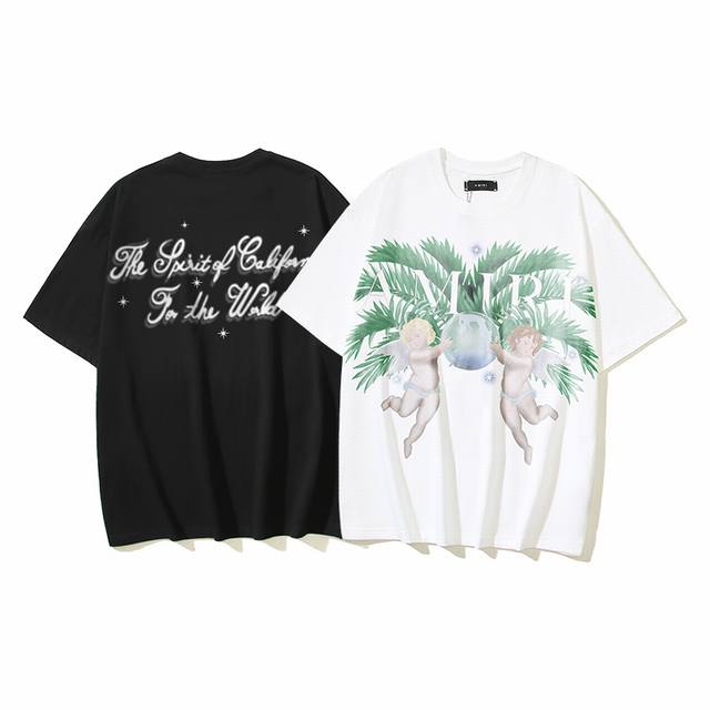 214# Amiri纯棉250G重磅短袖T恤 黑色 白色 M L Xl Xxl