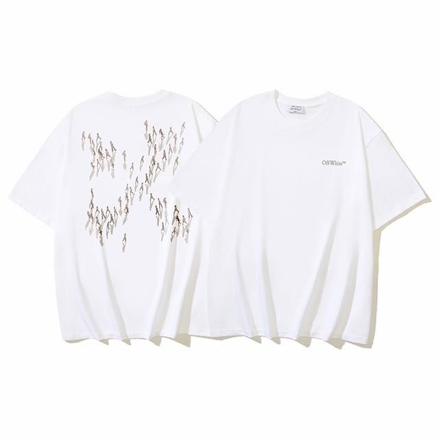 177# Off-White纯棉260G重磅月球漫步者箭头印花短袖T恤 白色 S M L Xl