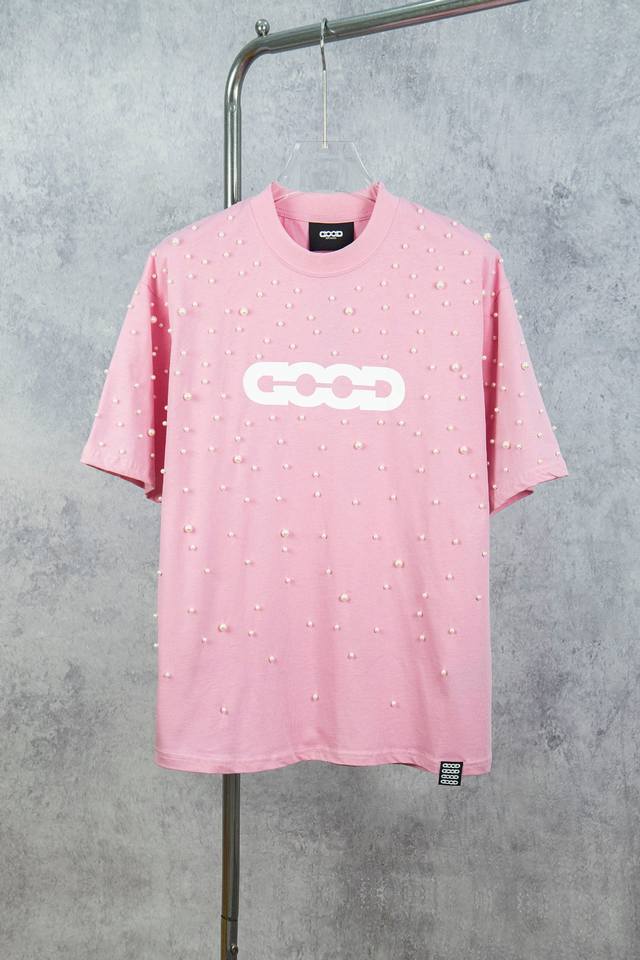 款号：D009# Goodbrand 25Ss 珍珠重工短袖T恤 Yb一比一开发 %棉 采用订色订染毛圈纯棉衣面，250G双股双纱，手感舒适 进口针织针梳棉进行
