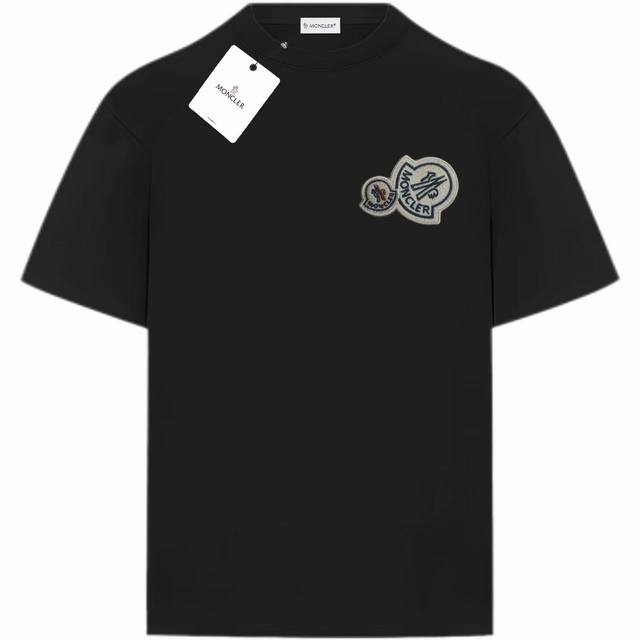 款号：M1052 Moncler 蒙口 2025官网同款双徽标Logo刺绣 印花双纱纯棉短袖 - 260G双纱纯棉顶级面料 手感柔软 百分百纯棉独家出货 定染硫