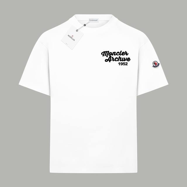 款号：M1056 2025早春Moncler 蒙口 官网同款印花图案 双纱纯棉短袖 - 260G双纱纯棉顶级面料 手感柔软 百分百纯棉独家出货 定染硫化黑无尘处