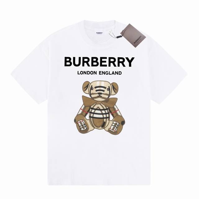 Bu519 Burberry 巴宝莉22Ss经典小熊新款短袖 正品1：1打版 单独开模定制版布 定位订织订染 领口罗纹采用1X1拉架螺纹，字母进口印花工艺，小熊