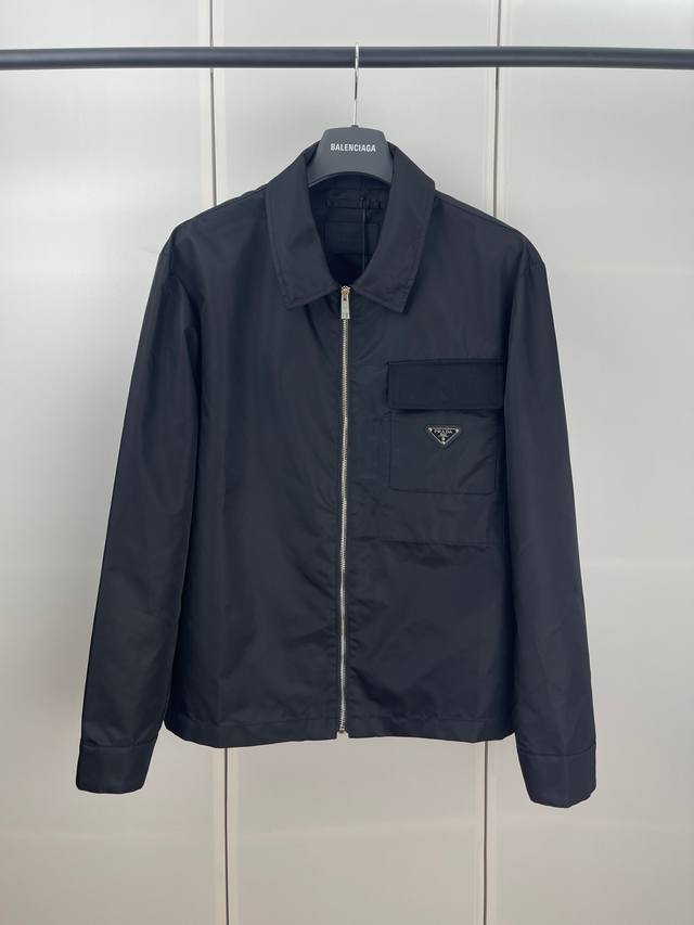 Prada普拉达三角标口袋尼龙拉链夹克外套 S M L Xl