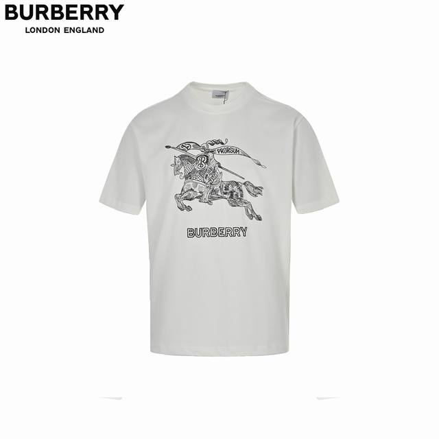 巴宝莉 Burberry刺绣绣花Logo战马 短袖 重磅240G定制32支原版面料 采用定制定染高克重原版面料 螺纹舒适不变形质感无敌 - 1：1原版开模 Zp