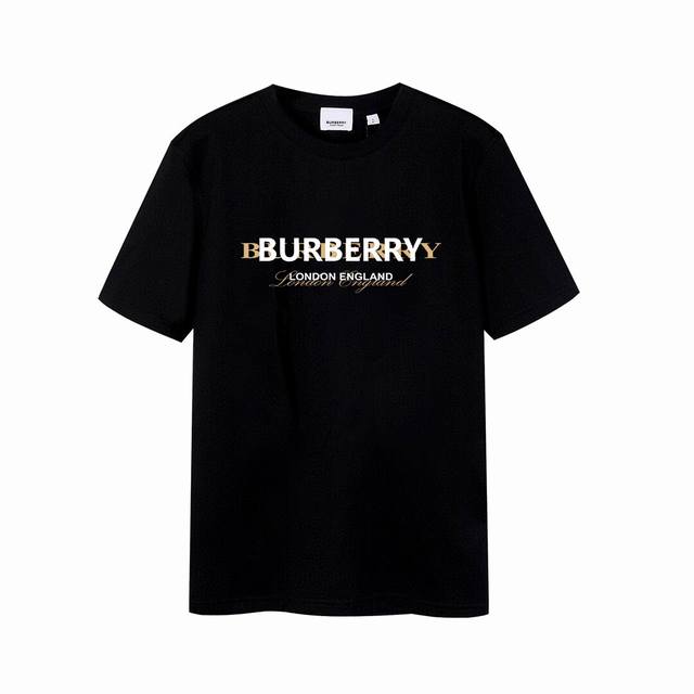 Burberry 巴宝莉字母叠影印花短袖 高版本，潮流高街情侣T恤，高克重纯棉面料，亲肤顺滑有厚实感，细节到位，款式时尚潮流！男女同款。 颜色：黑色 Sixe：