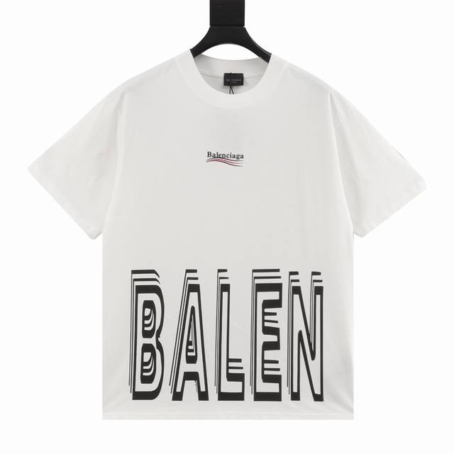 Balenciaga 巴黎世家 Blcg 25Ss波浪纹可乐重叠大Logo印花短袖T恤 Size:Xs-L