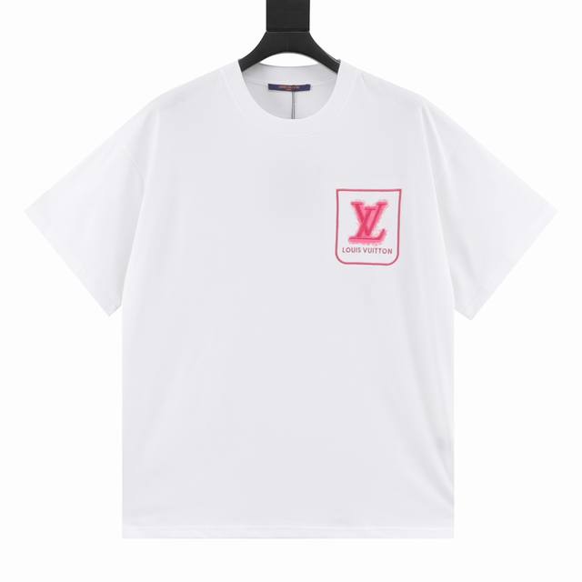 Louis Vuitton 路易威登 25Ss 粉色泼墨刺绣Logo假口袋短袖T恤 面料采用高克重280G重精梳棉，定制1:1螺纹，面料舒适亲肤无异感， 制定染