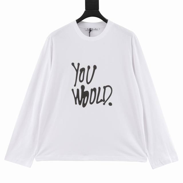 Acne Studios2025春夏新品喷绘字母印花长袖T恤 主打简约随性 宽松休闲版型 直筒剪裁 偏长的袖口 套在身上就会显得自然松垮 垂落的袖口和下摆充满慵
