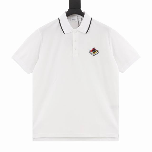 Burberry巴宝莉Bbr 魔方刺绣短袖Polo衫 面料采用220G专用珠地面料，宝蓝色珠地布为原版定染。前幅魔方绣花图案，进口田岛机万针刺绣，下排小字母绣花