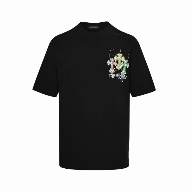 Chrome Hearts 克罗心 霓虹十字架印花短袖 面料采用280克重精梳棉，定制32支1*1螺纹，成衣两遍水洗处理，面料舒适亲肤无异感，定制定染面料，纺