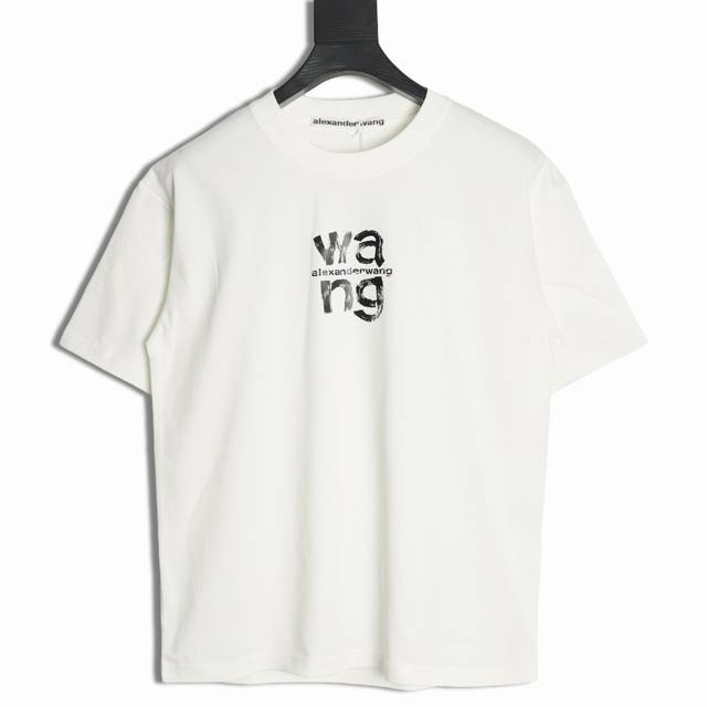 Alexander Wang 亚历山大王 25Ss 刷漆字母短袖T恤 面料采用定制240G 26支特滑双股精棉平纹高密无尘全棉布料。前幅高密度加厚，走线平整，代