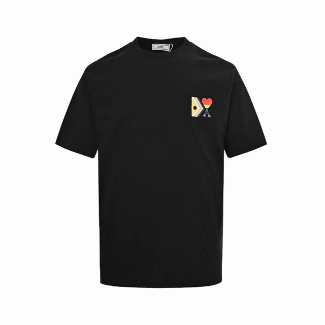 Ami 25Ss 彩虹系列刺绣短袖 原版购入，一比一还原 面料采用高克重260G重精梳棉， 定制2:2螺纹，面料舒适亲肤无异感， 定制定染面料，纺织密度高，垂