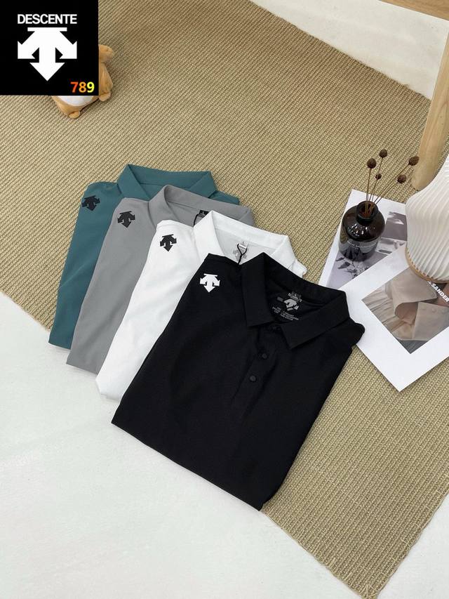 Descente迪桑特夏季商务休闲冰丝短袖T恤男翻领高端纯色半袖体恤Polo衫 采用高品质运动属性功能性Aerodry针织面料制作的短袖Polo衫。面料轻薄柔软