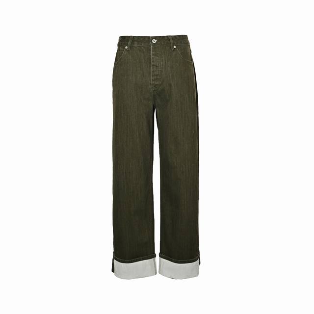 Bottega Veneta Bv 25Ss 编织格子皮标牛仔裤 面料采用进口牛仔面料，北欧苔原橄榄绿，成本昂贵，五金辅料特殊开模定制，特殊裁剪，加工费极高，