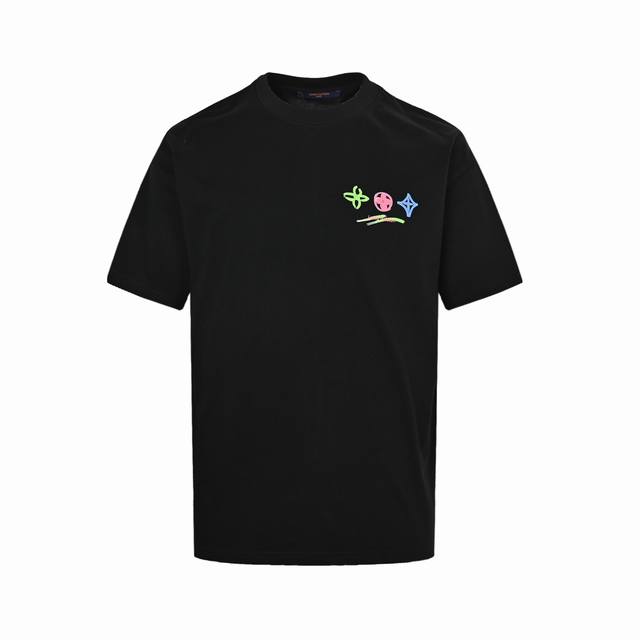 Louis Vuitton 路易威登 25Ss 蜡笔手绘涂鸦大Logo短袖 面料采用高克重260G重精梳棉，定制1:1螺纹，面料舒适亲肤无异感， 制定染面料，