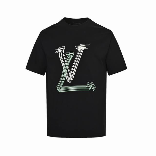 Louis Vuitton 路易威登 25Ss 线条Logo印花短袖 Lv新款T上货！高品质 精梳棉洗水处理 不变形不缩水 260G高克重 手感好 此款T以L