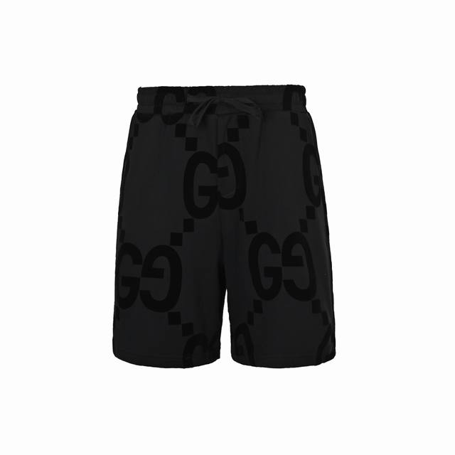 Gucci 古驰 25Ss 双G植绒短裤 1921 3D字体，定点植绒印花Logo工艺，精工立体剪裁 全身三线缝制走线工艺 后领织带包边延伸到肩部加固 Os版