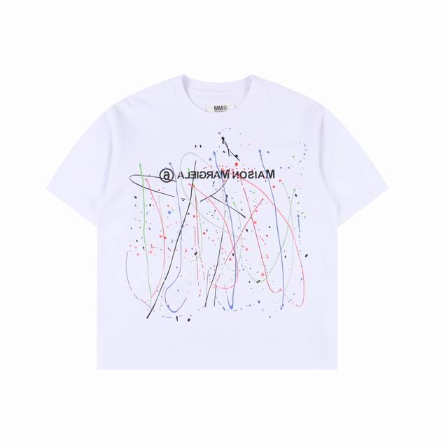 Maisonmargiela 马吉拉 线条泼墨涂鸦印花圆领短袖T恤 重磅精梳260G纯棉双纱面料 数码3D直喷 螺纹定织定染通肩拉条工艺增加衣物清洗寿命 触感舒