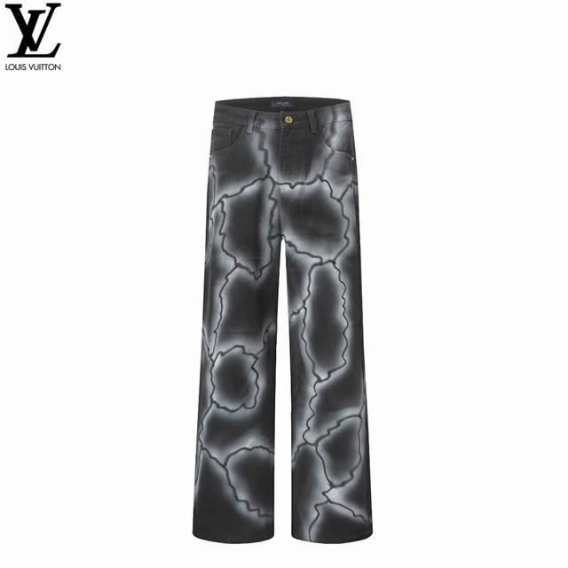 Louis Vuitton 路易威登 星空闪电砂洗牛仔裤 Lv家今年最新顶级定织定染牛仔面料，高端稀缺石墨灰特调星空砂洗工艺，整条裤子质感相当不错 表层颗粒肌
