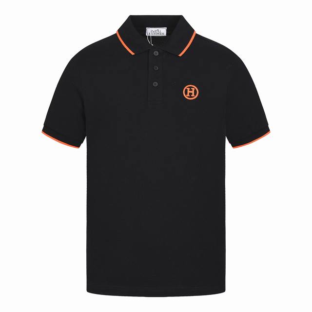 Hermes 爱马仕 橘色圆圈Logo刺绣Polo短袖 采用定制定染高克重280G原版面料，1-1工艺制作， 区别市场通货版本，上身效果超级漂亮！超级帅！大气