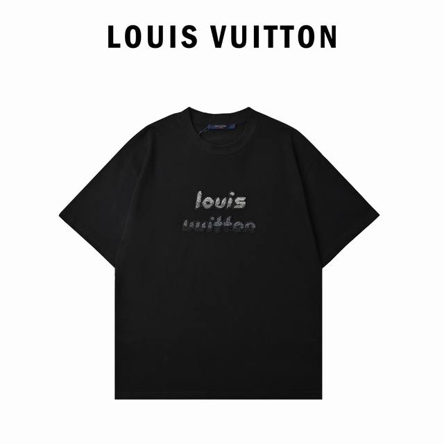 Louis Vuitton 路易威登 23Ss新款串珠短袖 面料采用40支双股精梳赛络纺纱定织加厚平纹布 洗后克重260克 双面烧毛无尘加食毛工艺 花型处采用捷