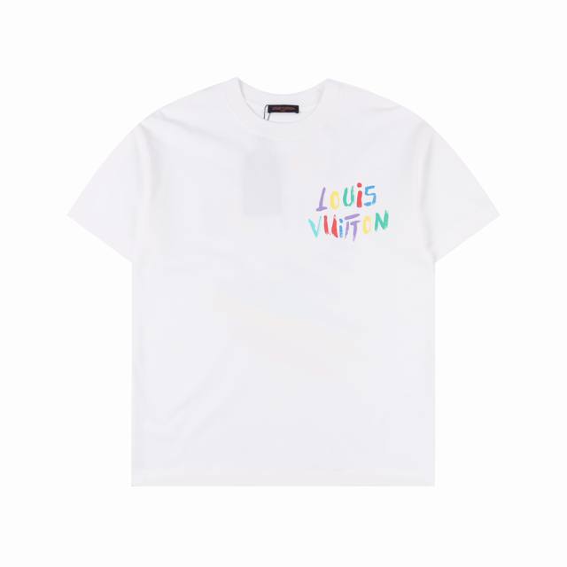 Louis Vuitton 路易威登 25Ss 手绘彩色Logo涂鸦短袖T恤 购入原版开模打造，全套定制辅料，所有细节完美还原 定织定染260G纯棉双纱紧密棉面