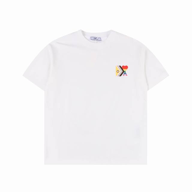Ami 25Ss 彩虹系列刺绣短袖T恤 原版购入，一比一还原 面料采用高克重260G重精梳棉， 定制2:2螺纹，面料舒适亲肤无异感， 定制定染面料，纺织密度高，