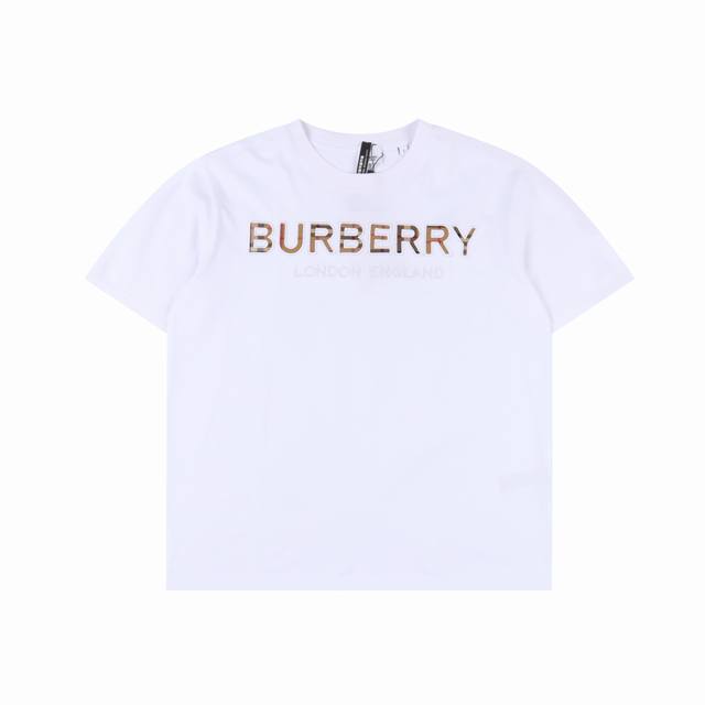Burberry 巴宝莉 胸前格纹刺绣短袖T恤 夏季渠道限定新款 又一款时髦简约 高级的男女同款百搭Tee客供定制针织纯棉面料，高克重 瓷实的针织质感 着身肤感