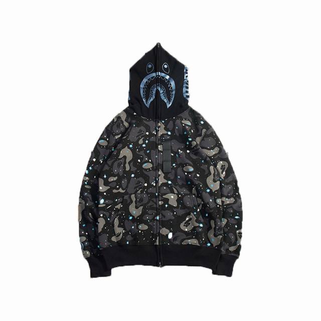 上新 高版本 Bape 夜光星空蓝嘴单帽卫衣 形象让你成为最靓仔 官网发售款｜超级推荐｜超人气单品 亮点满满 秋冬宽松连帽卫衣 不起球不变形 原装包装 正品细节