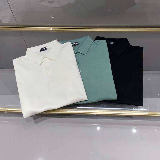 三色高端品质商务休闲纯色翻领T恤